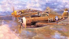 Aircraft salute vintage World War II skyscapes