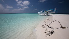 Aircraft sand Maldives Sea