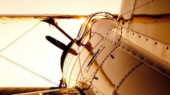 Aircraft sepia biplane aviation light bloom