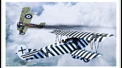 Aircraft War design flying Camels in flames airplanes skies 