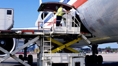 Airplane maintenance workers high