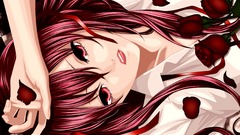 akazawa izumi anime girls Anime Women redhead lying on back rose