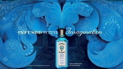 Alcohol blue background gin liquor bombay sapphire