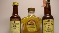 Alcohol bottles whiskey liquor Seagrams Crown Royal