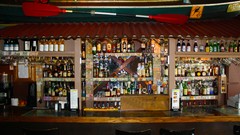 Alcohol Flags bar canoe vodka bottles whiskey johnnie walker 