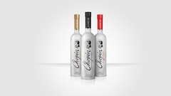 Alcohol white background vodka bottles liquor Chopin