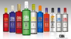 Alcohol white background vodka Cuba bottles liquor