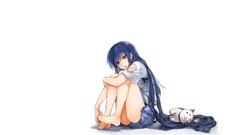 angel beats Anime anime girls blue hair skirt Simple Background