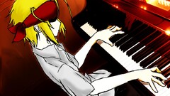 angel beats piano Anime musical instrument yellow hair hands