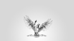 angel Men Minimalism artwork monochrome drawing muscular muscles