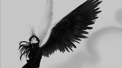 Angel wings woman grayscale