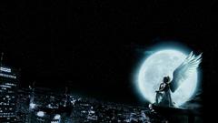 Angels cityscapes moon fairy
