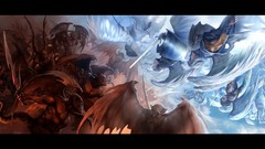 Angels clouds fire demons