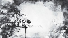 Animals abstract zebras digital art paint splatter