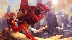 Animals clouds wind Birds Skyscrapers ruins sitting buildings 