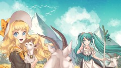 Animals dress anime girls hatsune miku vocaloid leek Goats SeeU