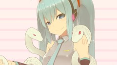 Animals headphones snakes tie tattoos smiling long hair anime 