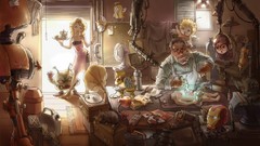 Animals Men woman cats children interior glasses family Iron 