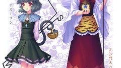 Animals text weapons crystals dress Japanese white background 