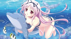 Animals water bubbles fish Dolphins underwater red eyes Ribbons 