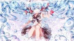 Animals water bubbles fish goldfish underwater schoolgirls bows 