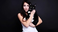 Animals woman cats faces brunettes emily rudd