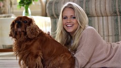 Animals woman Dogs blondes smiling blue eyes brunettes lying 
