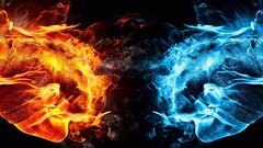 Anime abstract Mortal Kombat video games fists fire ice