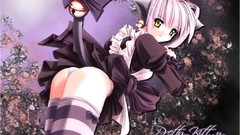 Anime animal ears tails underwear panties thigh highs striped 