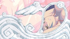 Anime anime girls armpits upside down yellow eyes gray hair 