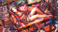 Anime anime girls Birds cages fantasy girl fantasy art legs