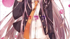 Anime anime girls blue eyes purple hair danganronpa miniskirts 