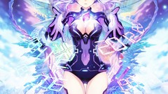 Anime anime girls braids tsunako purple hair bodysuits 
