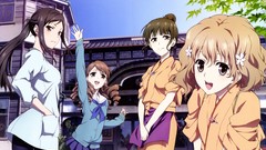 Anime anime girls brown eyes brunettes school uniforms short 