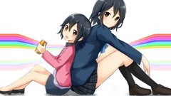 Anime anime girls brown eyes school uniforms short hair black 