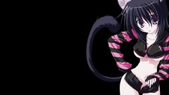 Anime anime girls brunettes animal ears Simple Background Black 