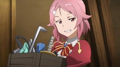 Anime anime girls brunettes black hair orange hair sword art 