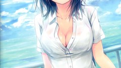 Anime anime girls cleavage coffee-kizoku original characters 