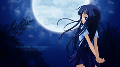 Anime anime girls furude rika blue hair moon standing outdoors