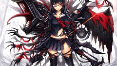 Anime anime girls gia black hair long hair red eyes miniskirt