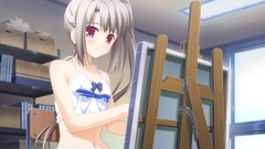 Anime anime girls gray hair purple eyes canvas 3 canvas 2 