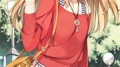 Anime anime girls green eyes azuki azusa illustrations Kantoku 