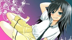 Anime anime girls green eyes black hair watashi Kuroki Tomoko 