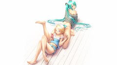 Anime anime girls hatsune miku vocaloid kagamine rin Simple 