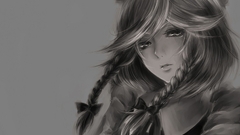 Anime anime girls monochrome touhou izayoi sakuya face twintails