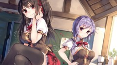 Anime anime girls seifuku black hair purple hair duplicate 