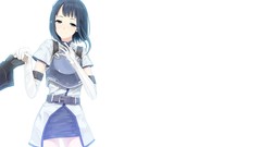 Anime armor gloves blush blue hair smiling anime girls crying 