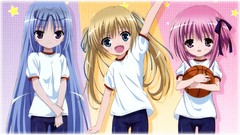 Anime basketball Ribbons blondes blue hair pink hair anime 