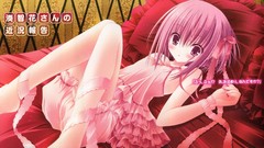 Anime beds Ribbons pink hair pink eyes anime girls lingerie 