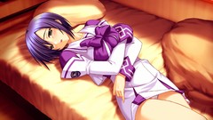 Anime beds studio school uniforms short hair seifuku panties 